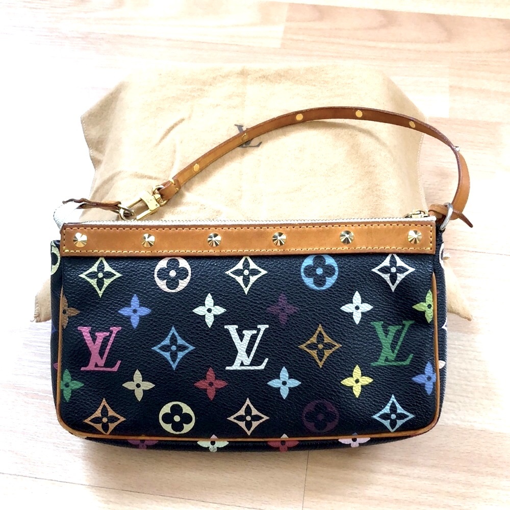 πΊπΊ VINTAGE πΊπΊ Louis Vuitton Murakami multi black Pochette - Picture 4 of 16